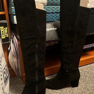 Karl Lagerfeld size 8, black suede over the knee boot!  Worn once!